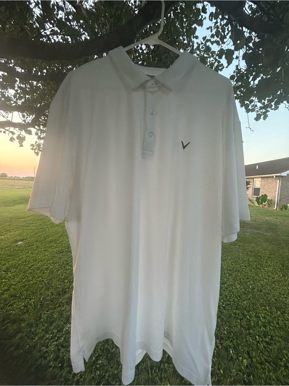 Callaway White Men's Short-Sleeve Polo with Subtle Logo